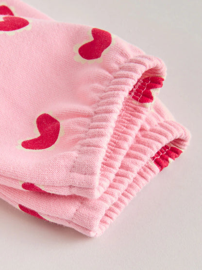 |BabyGirl| Conjunto De Top e Leggings Com Estampa De Coração Rosa (2 peças, de 0 meses a 2 anos)meses a 2 anos).