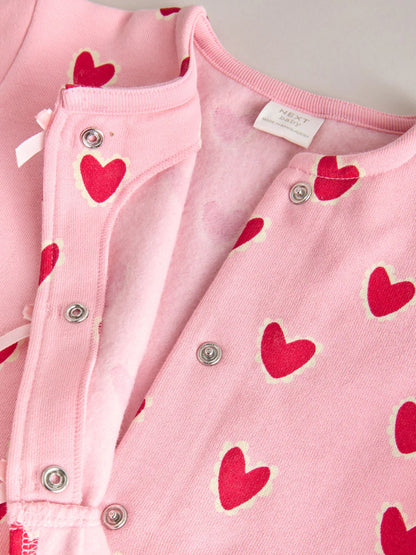 |BabyGirl| Conjunto De Top e Leggings Com Estampa De Coração Rosa (2 peças, de 0 meses a 2 anos)meses a 2 anos).