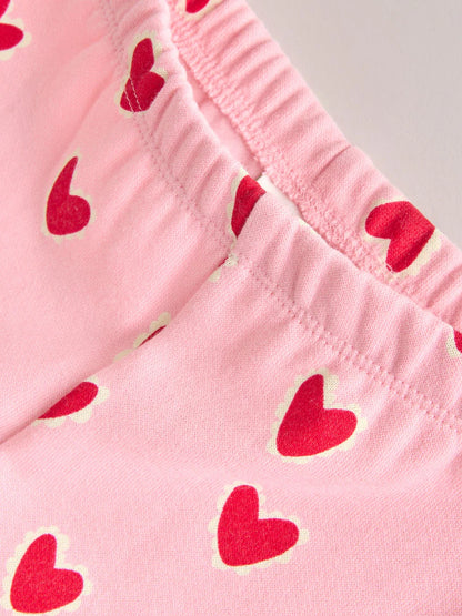 |BabyGirl| Conjunto De Top e Leggings Com Estampa De Coração Rosa (2 peças, de 0 meses a 2 anos)meses a 2 anos).