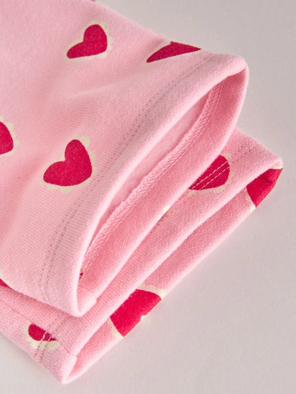 |BabyGirl| Conjunto De Top e Leggings Com Estampa De Coração Rosa (2 peças, de 0 meses a 2 anos)meses a 2 anos).