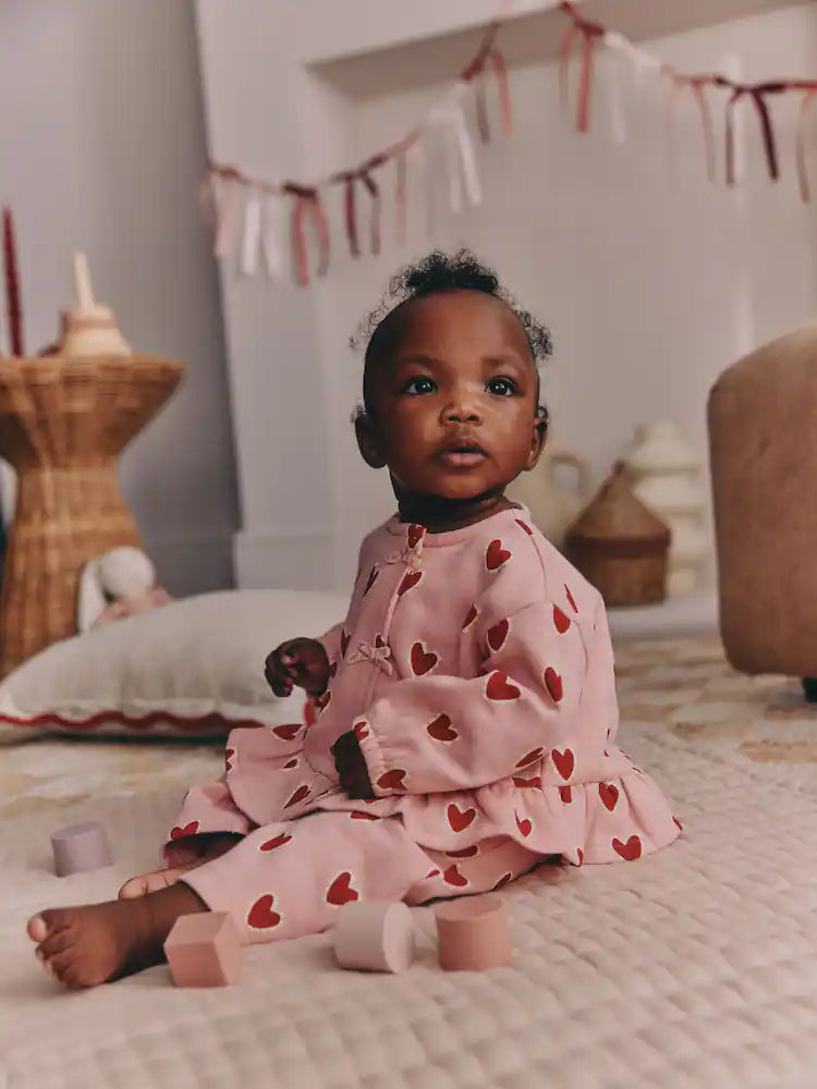 |BabyGirl| Conjunto De Top e Leggings Com Estampa De Coração Rosa (2 peças, de 0 meses a 2 anos)meses a 2 anos).