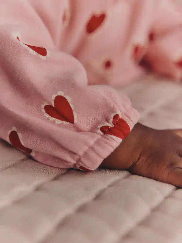 |BabyGirl| Conjunto De Top e Leggings Com Estampa De Coração Rosa (2 peças, de 0 meses a 2 anos)meses a 2 anos).