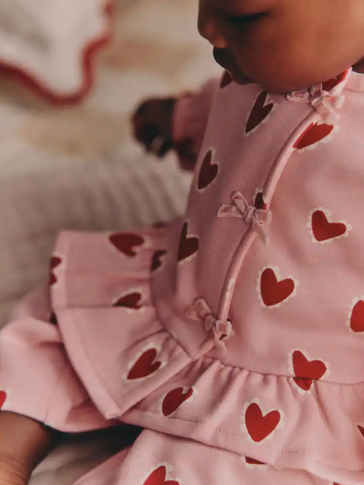 |BabyGirl| Conjunto De Top e Leggings Com Estampa De Coração Rosa (2 peças, de 0 meses a 2 anos)meses a 2 anos).