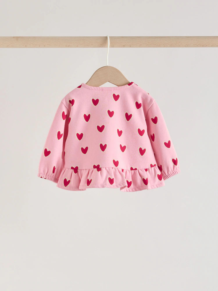 |BabyGirl| Conjunto De Top e Leggings Com Estampa De Coração Rosa (2 peças, de 0 meses a 2 anos)meses a 2 anos).