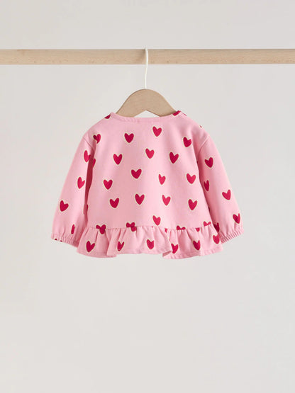 |BabyGirl| Conjunto De Top e Leggings Com Estampa De Coração Rosa (2 peças, de 0 meses a 2 anos)meses a 2 anos).