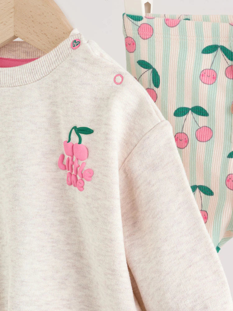 |BabyGirl| Conjunto De Moletom e Leggings Para Bebê Nas Cores Verde e Cinza (2 peças, de 0 meses a 2 anos).