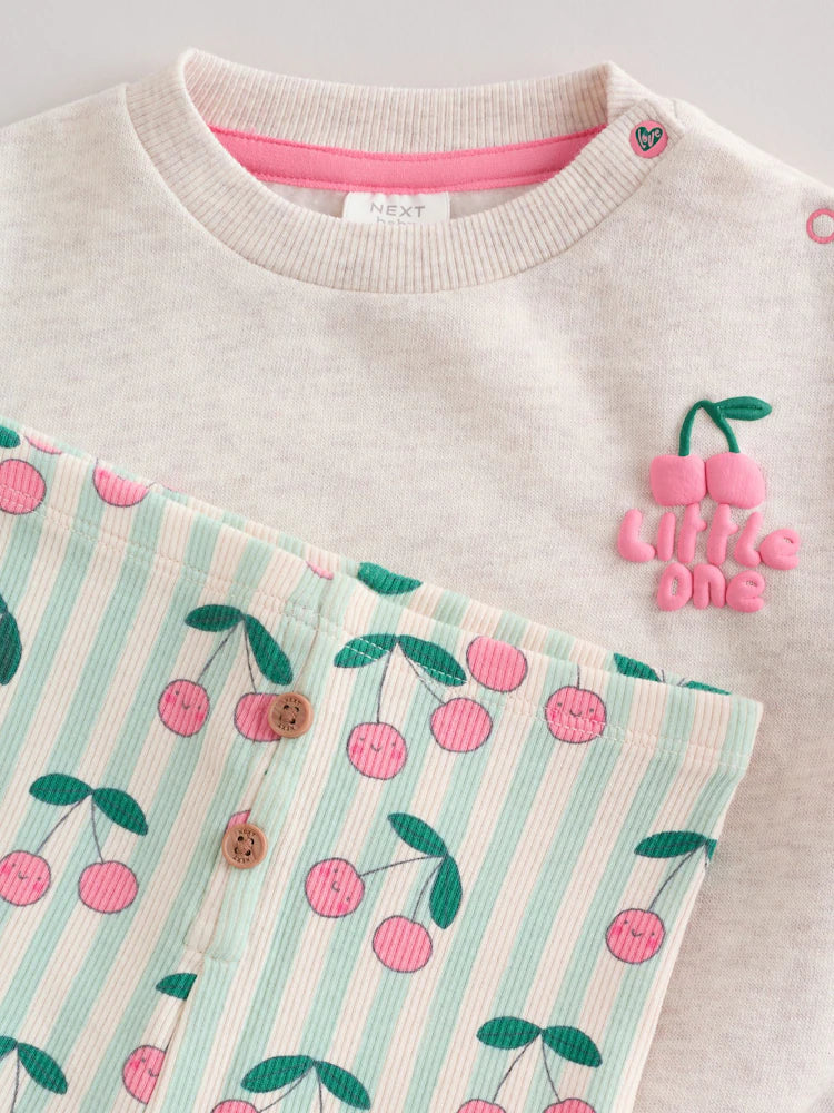 |BabyGirl| Conjunto De Moletom e Leggings Para Bebê Nas Cores Verde e Cinza (2 peças, de 0 meses a 2 anos).