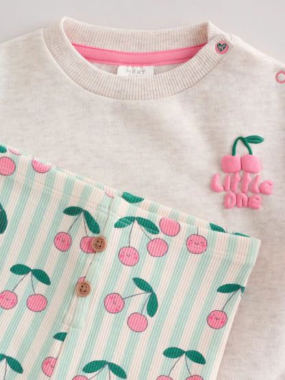 |BabyGirl| Conjunto De Moletom e Leggings Para Bebê Nas Cores Verde e Cinza (2 peças, de 0 meses a 2 anos).