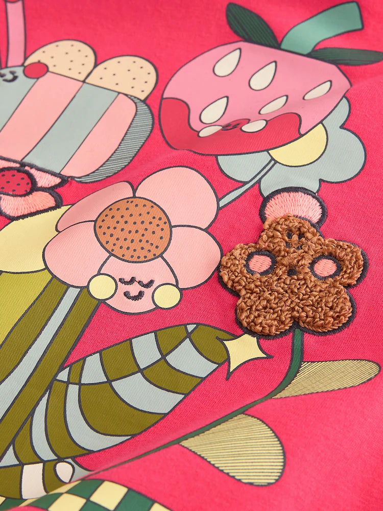 |Girl| Conjunto De Blusa De Manga Longa e Legging Rosa-Vivo (3 meses a 7 anos)