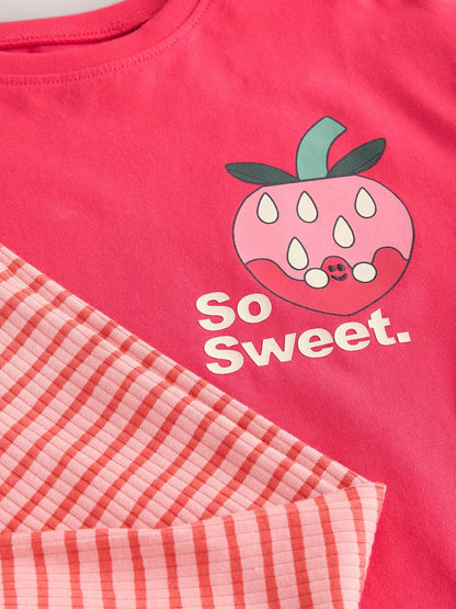 |Girl| Conjunto De Blusa De Manga Longa e Legging Rosa-Vivo (3 meses a 7 anos)