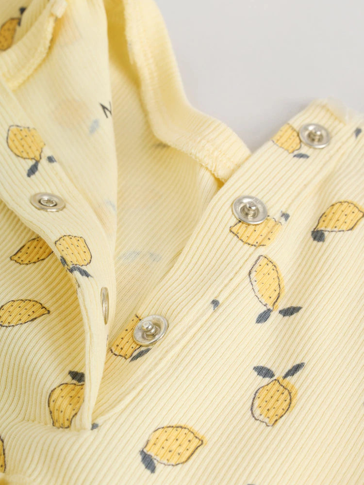 |BabyGirl| Conjunto De Blusa De Manga Comprida Com Babados e Calça Legging Para Bebê, Na Cor Amarelo Limão (0 meses a 2 anos)