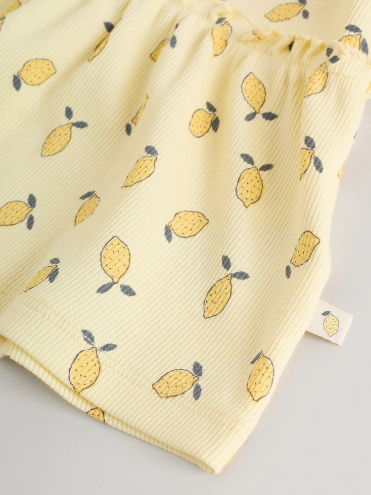|BabyGirl| Conjunto De Blusa De Manga Comprida Com Babados e Calça Legging Para Bebê, Na Cor Amarelo Limão (0 meses a 2 anos)
