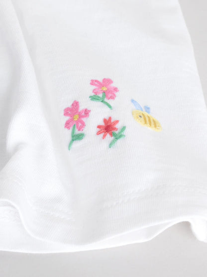 |BabyGirl| Conjunto De 2 Peças Para Bebê, Modelo Fairy, Com Blusa De Manga Curta e Calça Legging Na Cor Cru (0 meses a 2 anos)