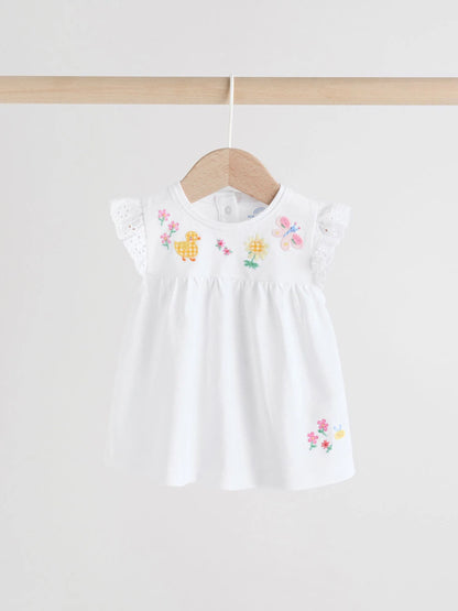 |BabyGirl| Conjunto De 2 Peças Para Bebê, Modelo Fairy, Com Blusa De Manga Curta e Calça Legging Na Cor Cru (0 meses a 2 anos)