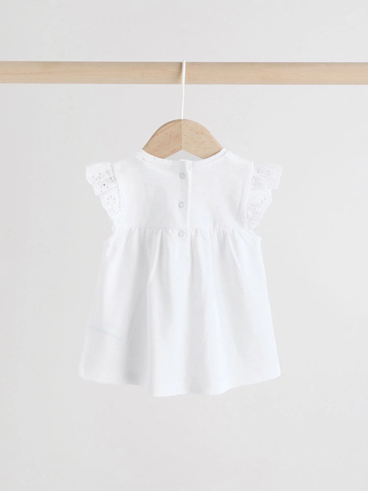 |BabyGirl| Conjunto De 2 Peças Para Bebê, Modelo Fairy, Com Blusa De Manga Curta e Calça Legging Na Cor Cru (0 meses a 2 anos)