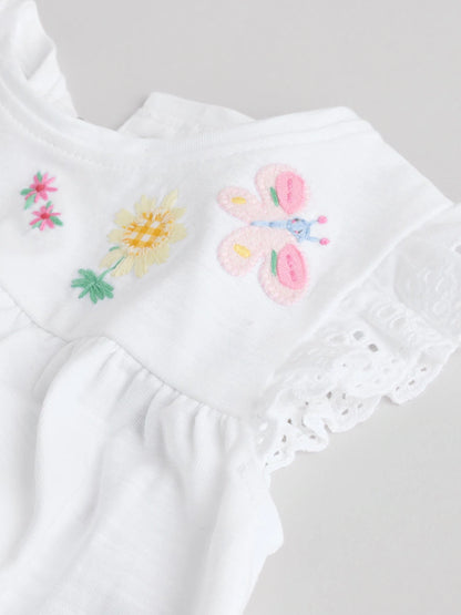 |BabyGirl| Conjunto De 2 Peças Para Bebê, Modelo Fairy, Com Blusa De Manga Curta e Calça Legging Na Cor Cru (0 meses a 2 anos)