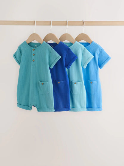 |BabyBoy| Conjunto Com 4 Macacões De Bebê Verdes Com Botões No Pescoço, Estilo Vovô