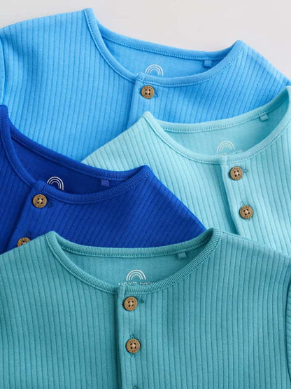 |BabyBoy| Conjunto Com 4 Macacões De Bebê Verdes Com Botões No Pescoço, Estilo Vovô