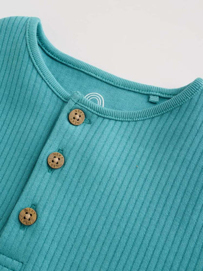 |BabyBoy| Conjunto Com 4 Macacões De Bebê Verdes Com Botões No Pescoço, Estilo Vovô