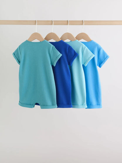 |BabyBoy| Conjunto Com 4 Macacões De Bebê Verdes Com Botões No Pescoço, Estilo Vovô