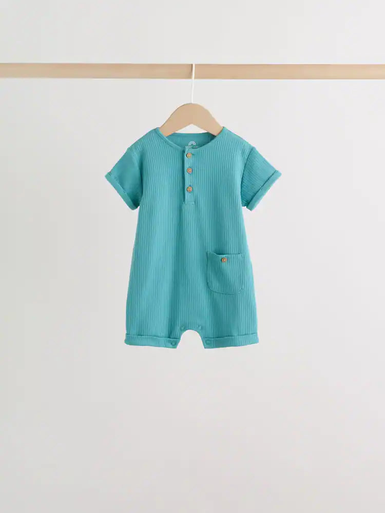 |BabyBoy| Conjunto Com 4 Macacões De Bebê Verdes Com Botões No Pescoço, Estilo Vovô