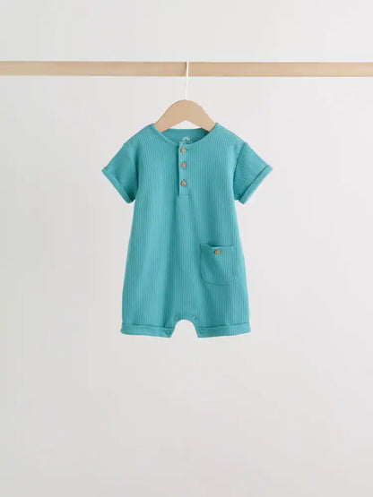 |BabyBoy| Conjunto Com 4 Macacões De Bebê Verdes Com Botões No Pescoço, Estilo Vovô