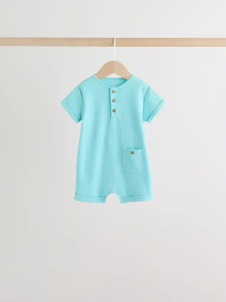 |BabyBoy| Conjunto Com 4 Macacões De Bebê Verdes Com Botões No Pescoço, Estilo Vovô