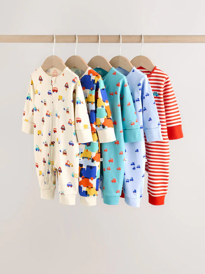 |BabyBoy| Conjunto De 5 Macacões De Dormir Para Bebês Com Zíper Duplo (0 meses a 3 anos)