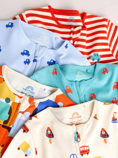 |BabyBoy| Conjunto De 5 Macacões De Dormir Para Bebês Com Zíper Duplo (0 meses a 3 anos)