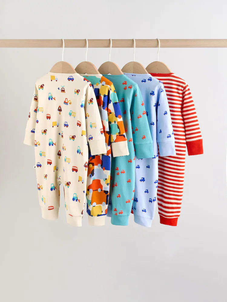 |BabyBoy| Conjunto De 5 Macacões De Dormir Para Bebês Com Zíper Duplo (0 meses a 3 anos)
