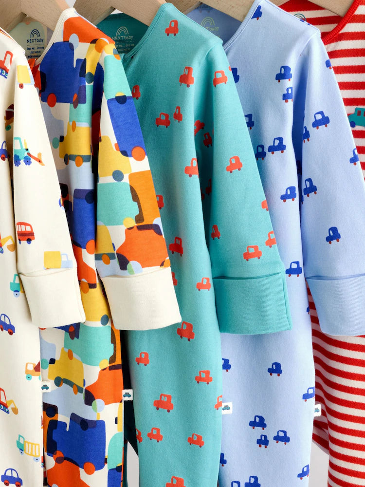 |BabyBoy| Conjunto De 5 Macacões De Dormir Para Bebês Com Zíper Duplo (0 meses a 3 anos)