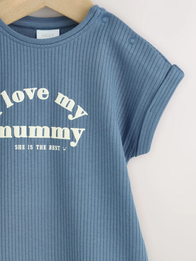 |BabyBoy| Macacão De Bebê Azul "Eu Amo Minha Mamãe"