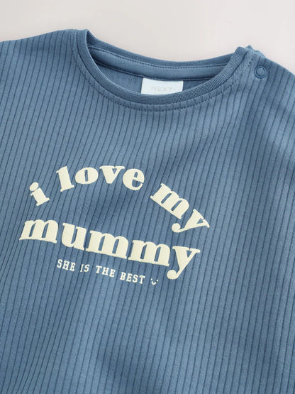 |BabyBoy| Macacão De Bebê Azul "Eu Amo Minha Mamãe"