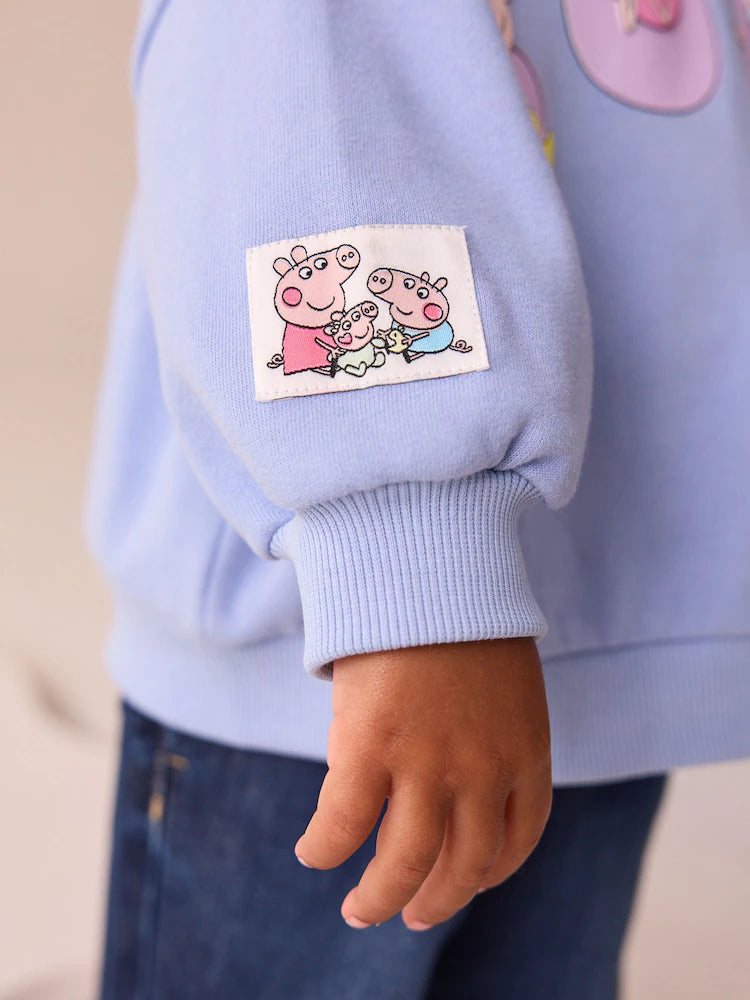 |Girl| Blusa De Gola Redonda Azul Peppa Pig e Evie Pig (3 meses a 7 anos)