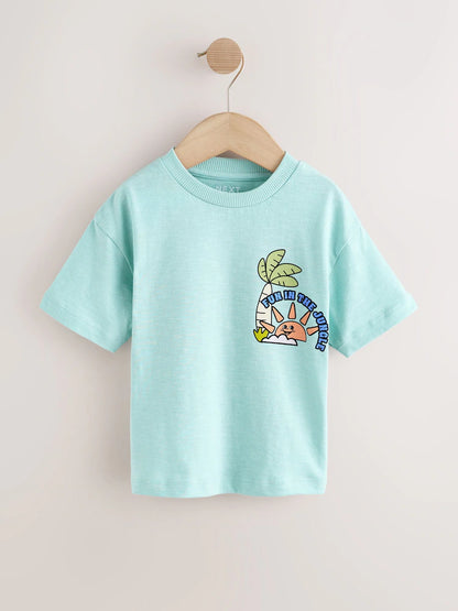 |Boy| Conjunto De 3 Camisetas Estampadas De Manga Curta Com Tema Safari Na Cor Laranja (3 meses a 7 anos)