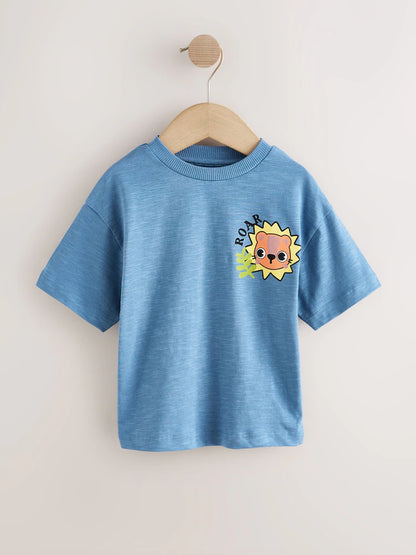 |Boy| Conjunto De 3 Camisetas Estampadas De Manga Curta Com Tema Safari Na Cor Laranja (3 meses a 7 anos)