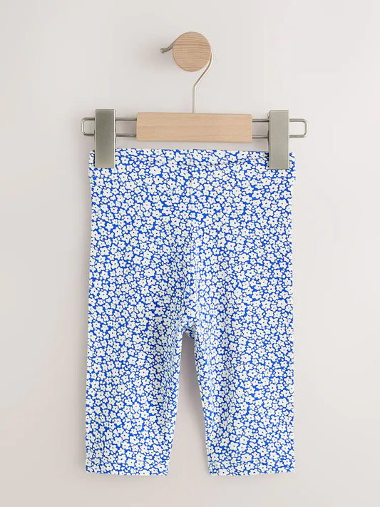 |Girl| Leggings Cropped Florais Azuis (3 meses a 7 anos)