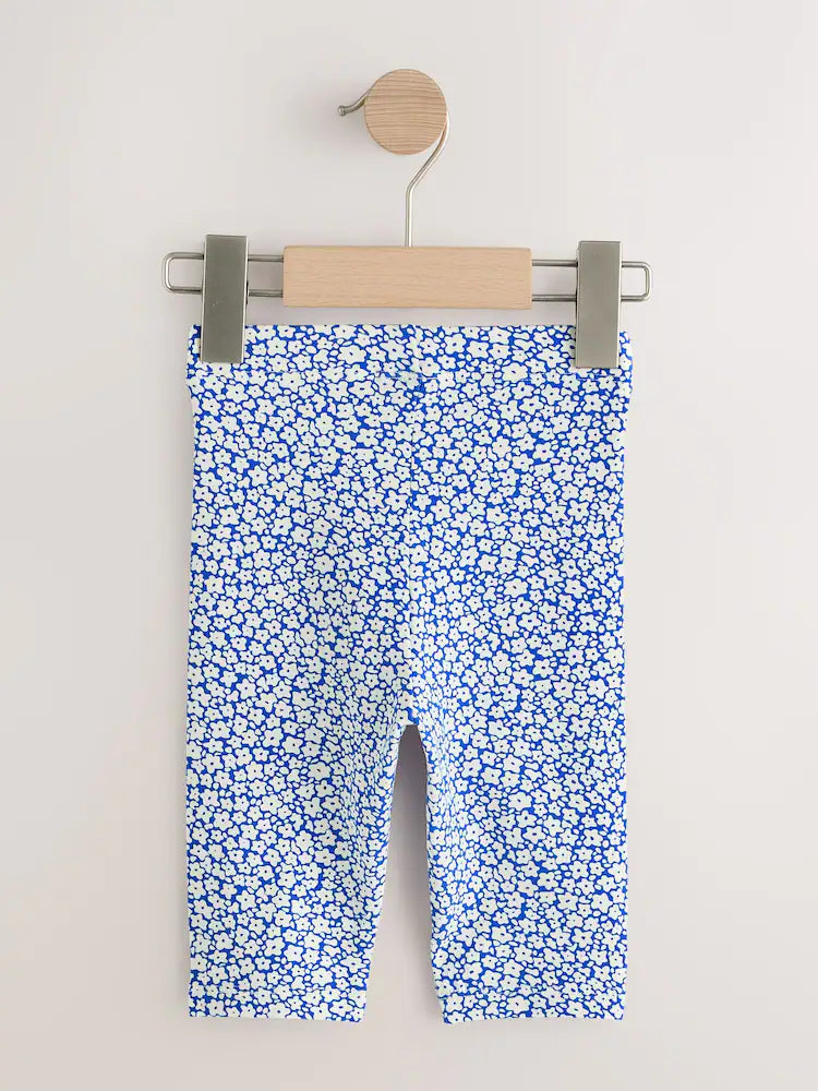 |Girl| Leggings Cropped Florais Azuis (3 meses a 7 anos)