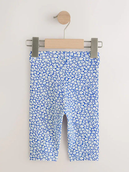 |Girl| Leggings Cropped Florais Azuis (3 meses a 7 anos)