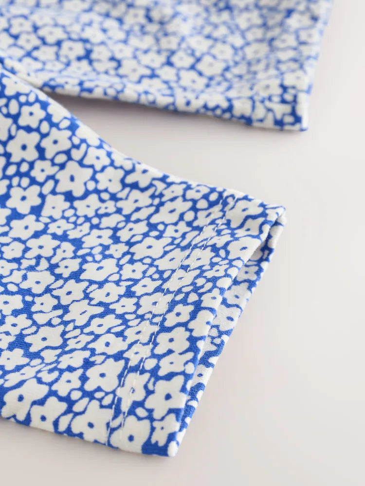 |Girl| Leggings Cropped Florais Azuis (3 meses a 7 anos)