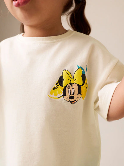 |Girl| Conjunto De Blusa De Manga Curta e Shorts Disney Minnie e Mickey – Branco Cru (3 meses a 7 anos)