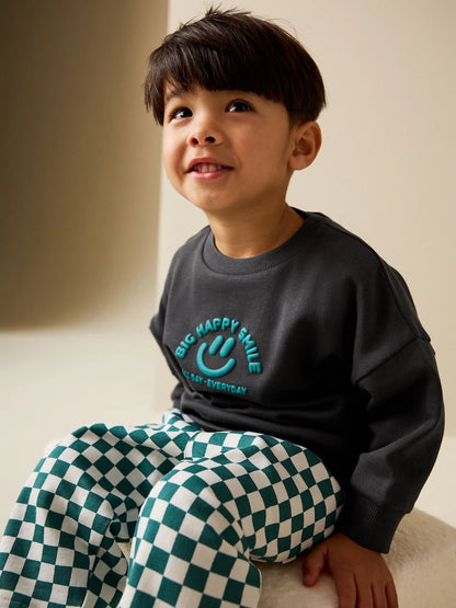 |Boy| Moletom Cinza Carvão Com Gola Redonda (3 meses a 7 anos)