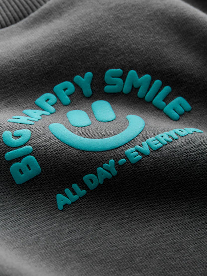 |Boy| Moletom Cinza Carvão Com Gola Redonda (3 meses a 7 anos)