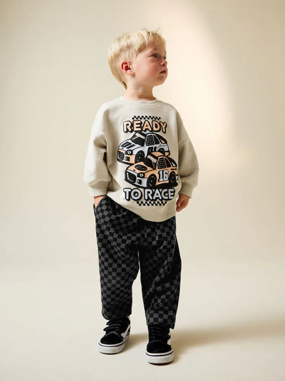 |Boy| Conjunto De Moletom Gola Redonda e Calça jogger Cor Cru (3 meses a 7 anos)