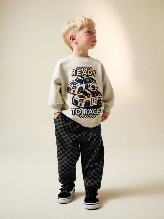 |Boy| Conjunto De Moletom Gola Redonda e Calça jogger Cor Cru (3 meses a 7 anos)