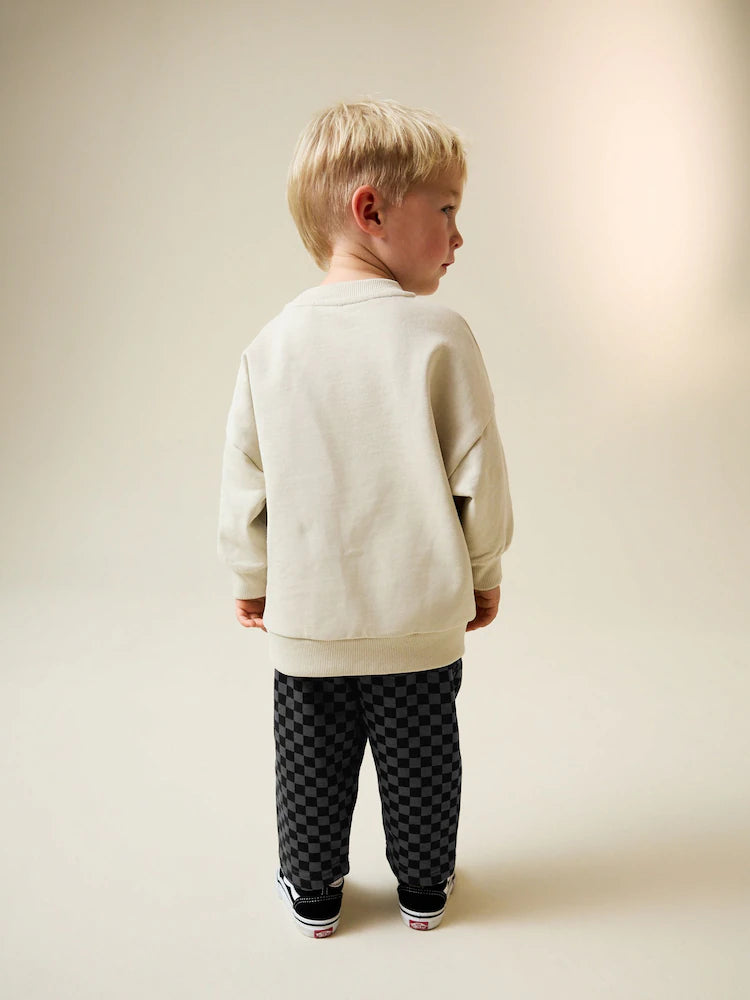 |Boy| Conjunto De Moletom Gola Redonda e Calça jogger Cor Cru (3 meses a 7 anos)