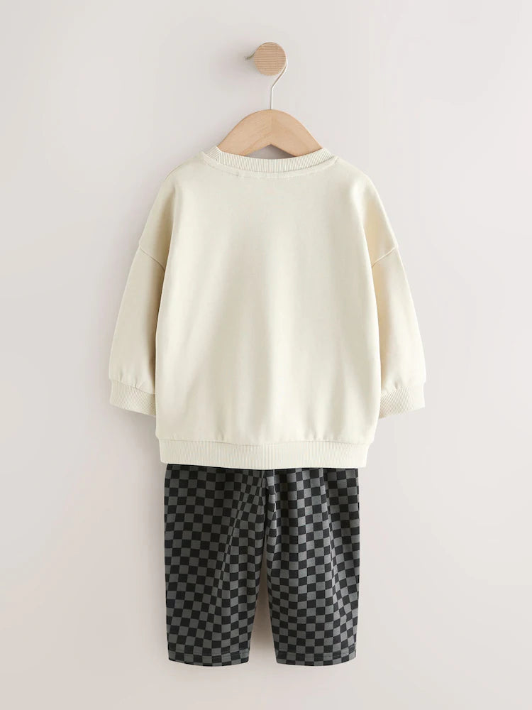 |Boy| Conjunto De Moletom Gola Redonda e Calça jogger Cor Cru (3 meses a 7 anos)