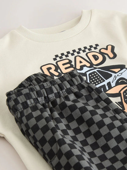 |Boy| Conjunto De Moletom Gola Redonda e Calça jogger Cor Cru (3 meses a 7 anos)