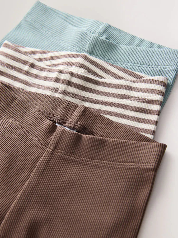 |Girl| Kit com 3 Leggings em Tons Neutros e Azul (3 meses a 7 anos)