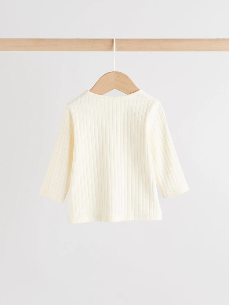 |BabyBoy| Conjunto Infantil Hello World, Composto Por Blusa e Calça Legging Creme (0-18 meses)